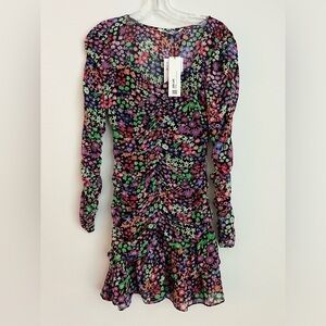 Zara multicolor floral print ruched dress